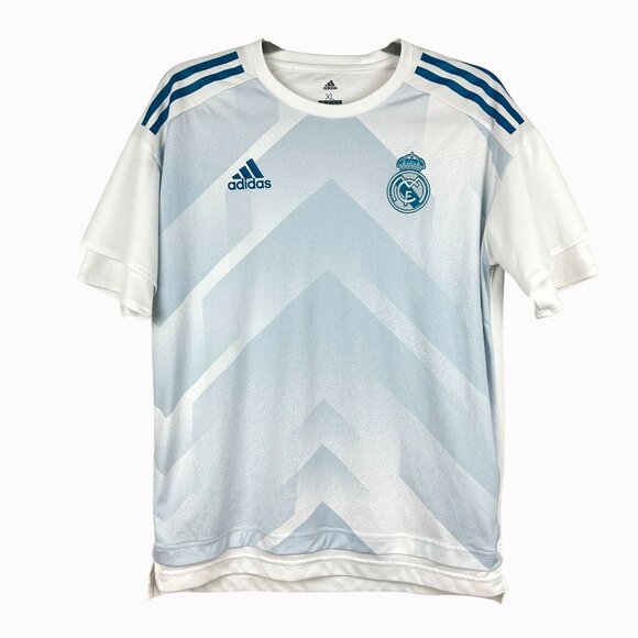 Adidas Real Madrid Training Pre Match Jersey Youth XL Extra Large White Blue - Picture 1 of 5